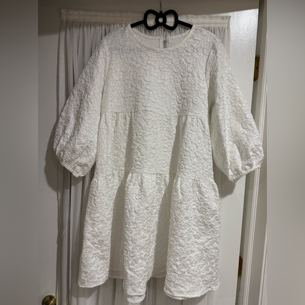 White Textured Dress